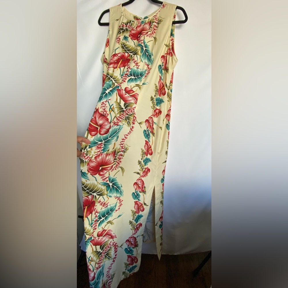 YOUNG HAWAII Sears Cream Tropical Maxi Dress with Red & Teal Floral Print - Picture 6 of 16